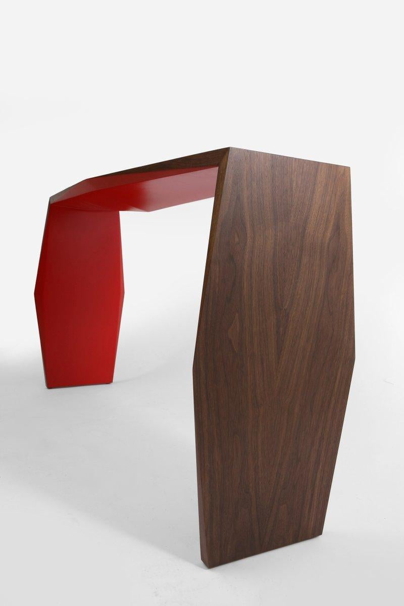 The Origami Console, American Walnut / Gold Leaf For Sale 4