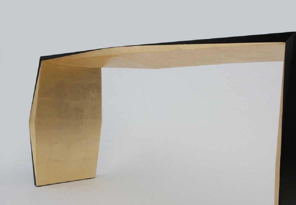The Origami Console, American Walnut / Gold Leaf In New Condition For Sale In New York, NY