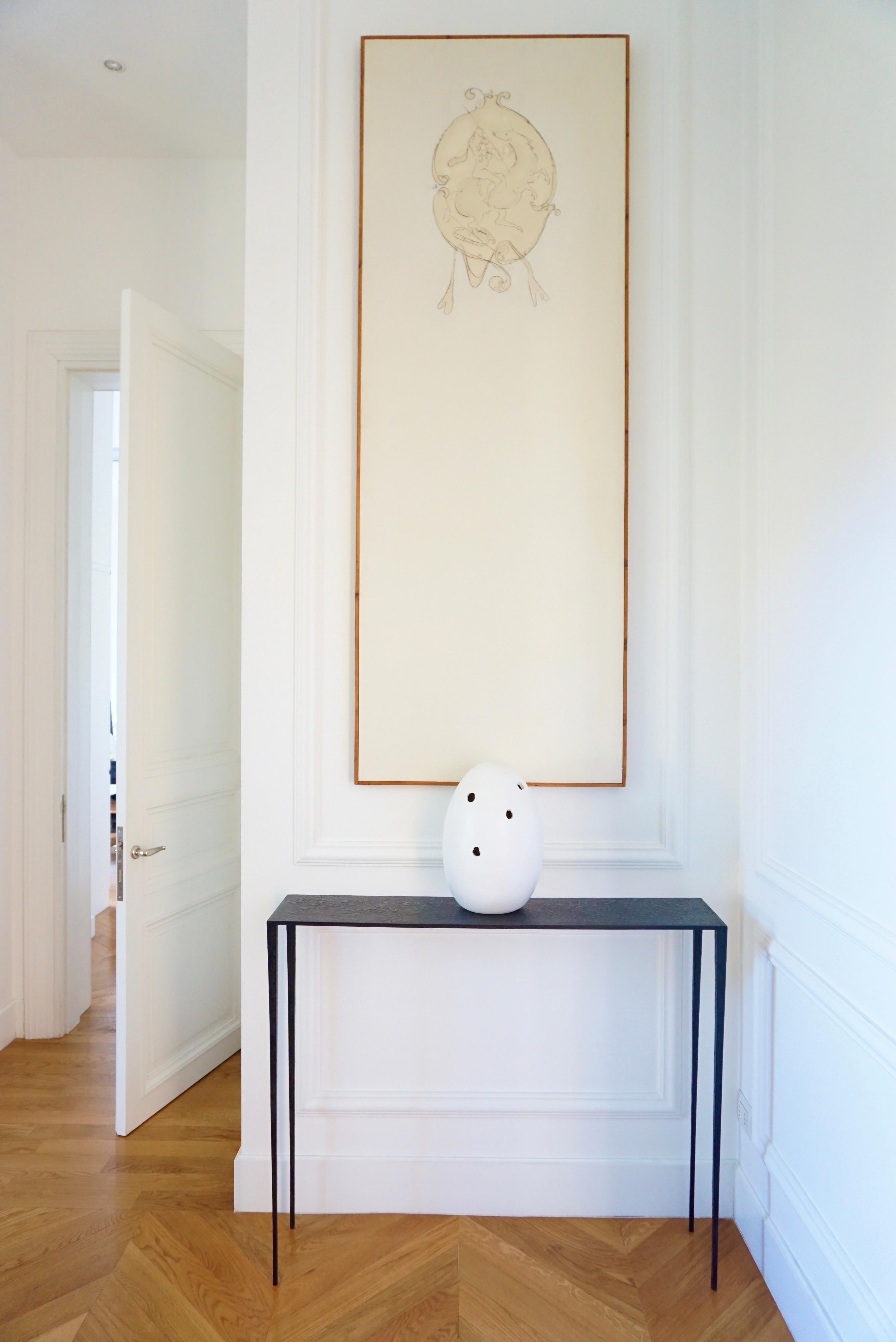 Origin of God Sculptural White Ceramic Table Lamp, Tribute to Lucio Fontana For Sale 6
