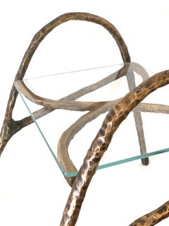 'The Original', Bronze Side Table with Glass Top