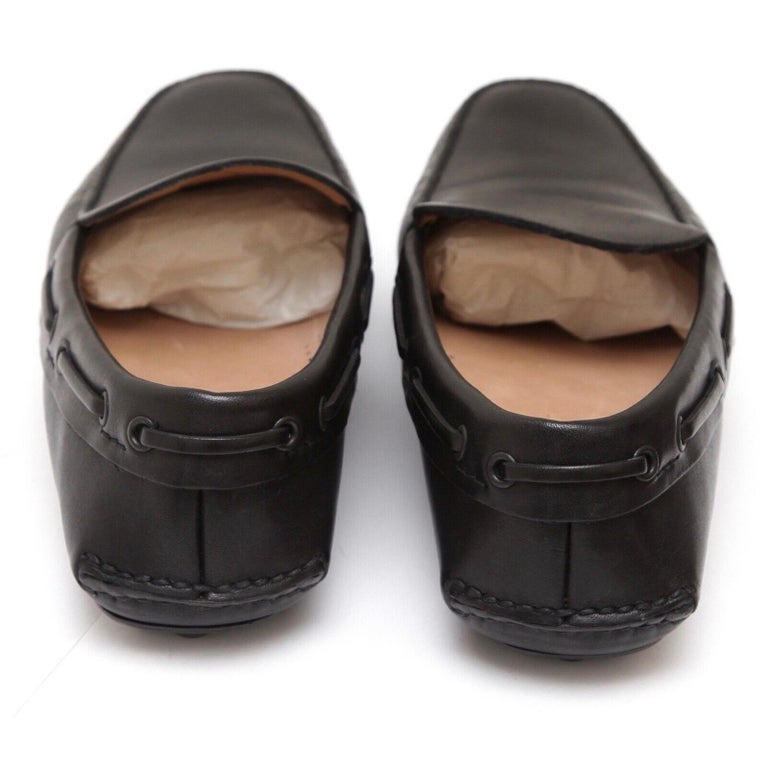 THE ORIGINAL CAR SHOE by PRADA Men's Black Leather Loafer Moccasin