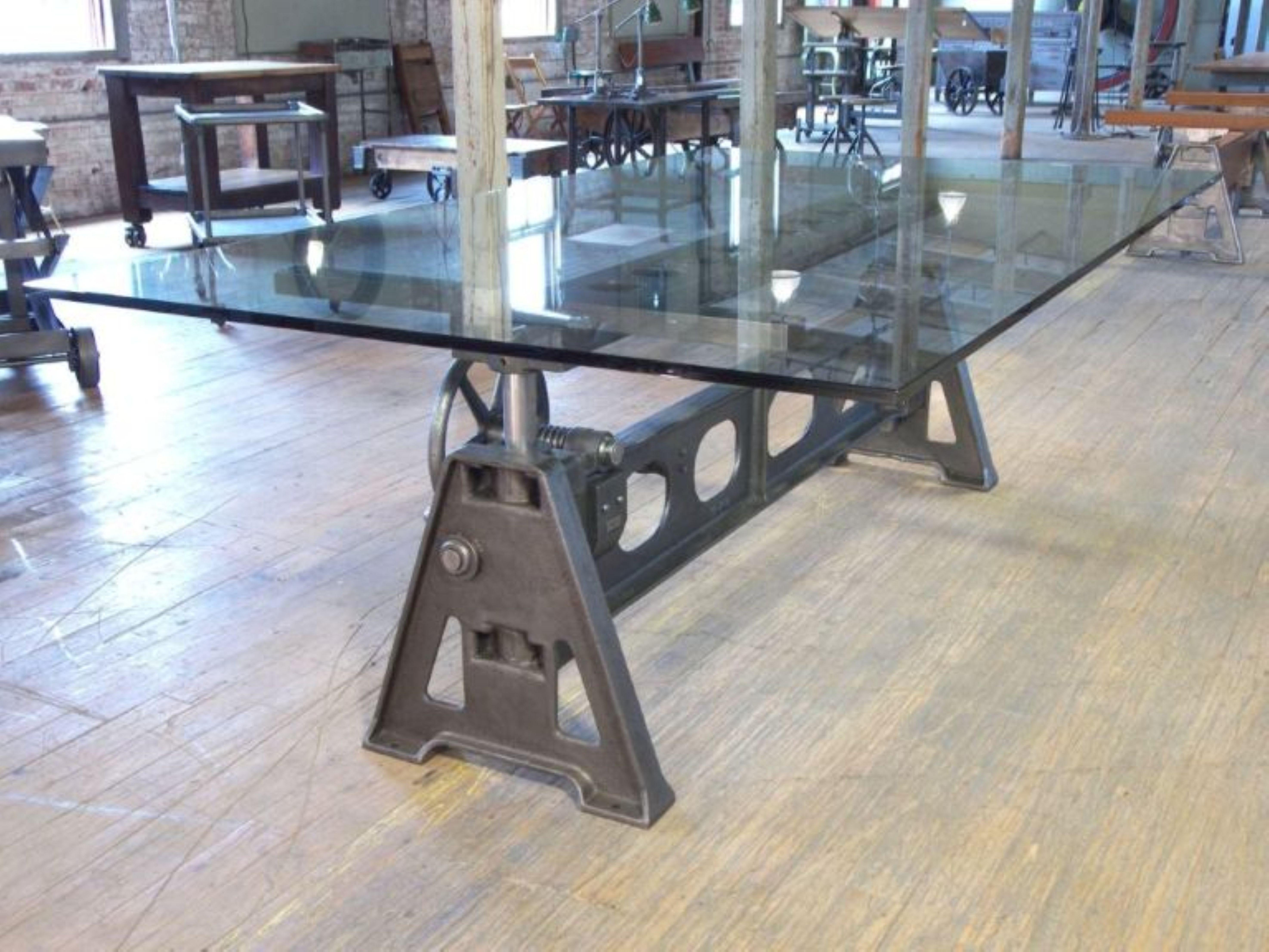 The Original Crank-Up Dining / Conference Table Base In Good Condition For Sale In Oakville, CT