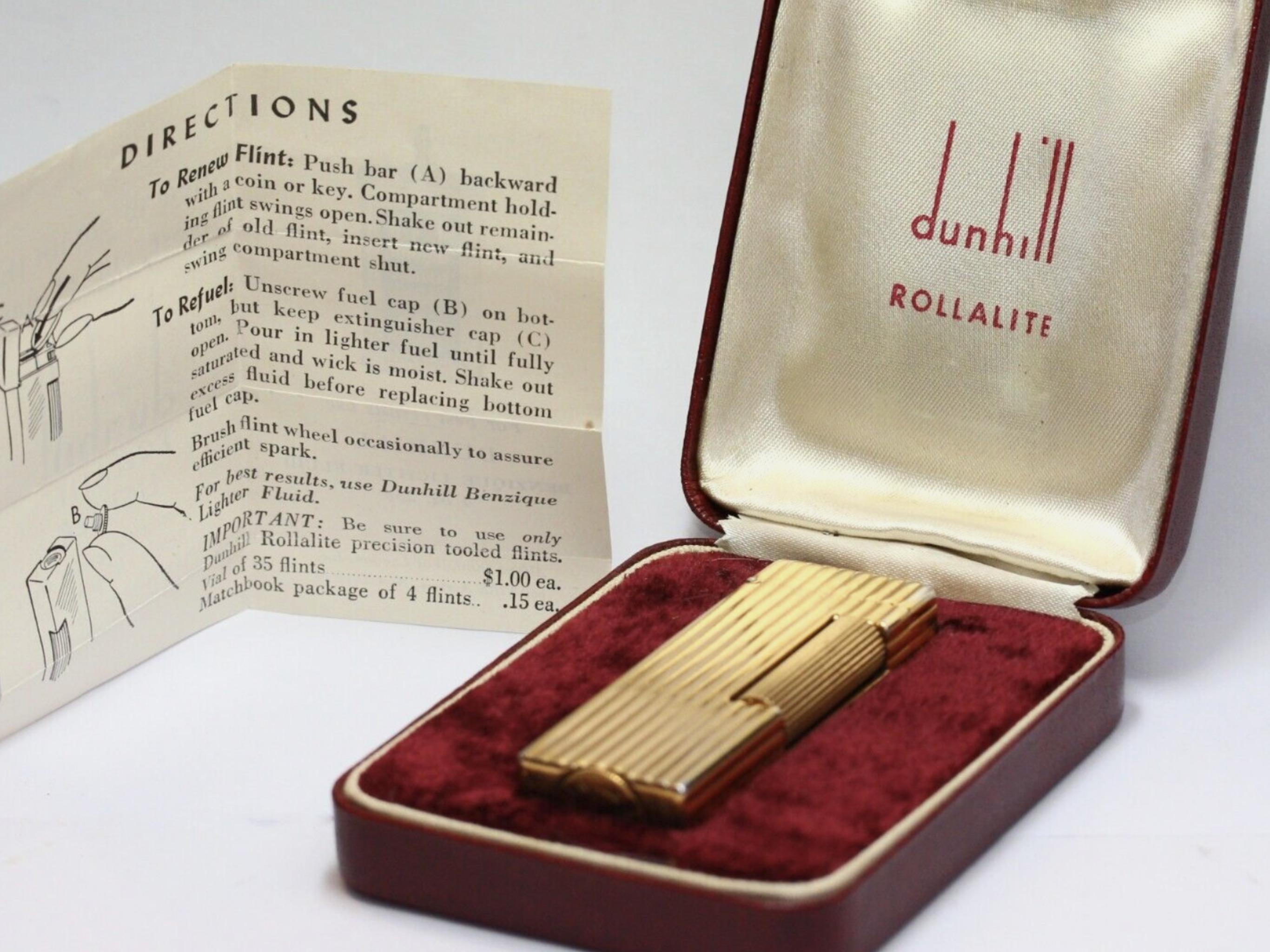 Women's or Men's The Original “James Bond” Vintage 1950s Dunhill ROLLALITE Gold Plated Lighter  For Sale