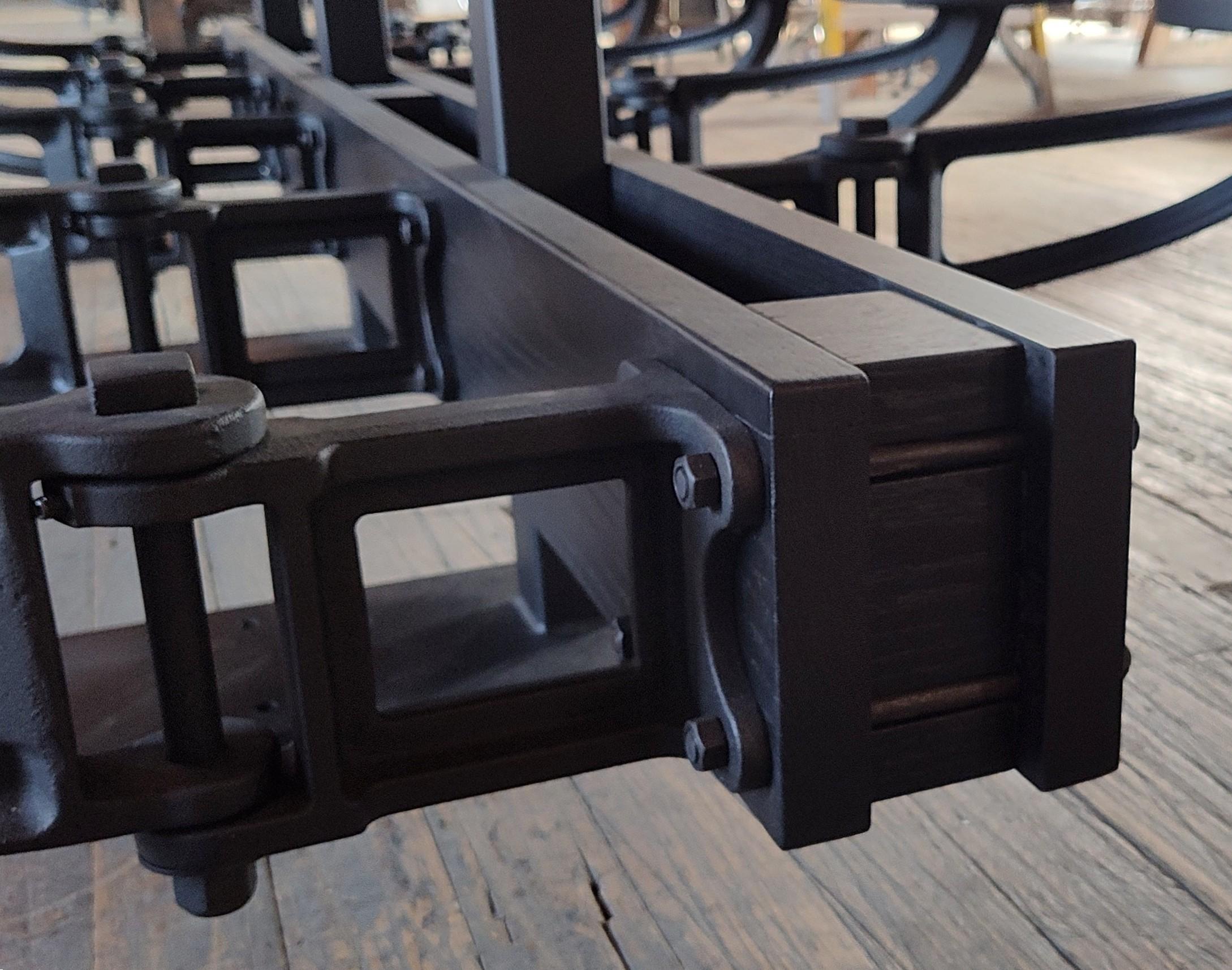 The Original Swing-Out Seat Table – Triple Black with 10 Seats For Sale 3