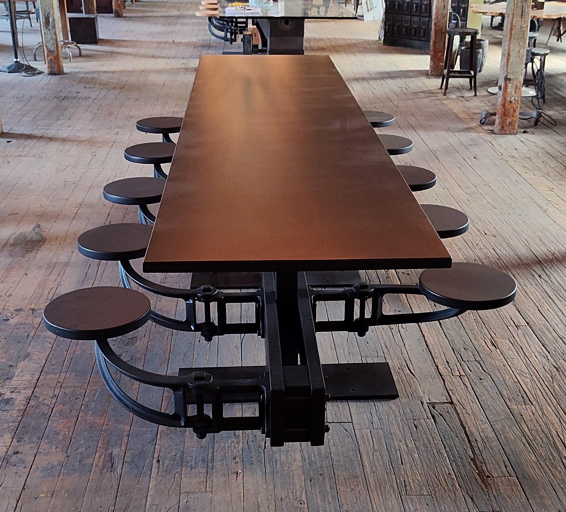 American The Original Swing-Out Seat Table – Triple Black with 10 Seats For Sale