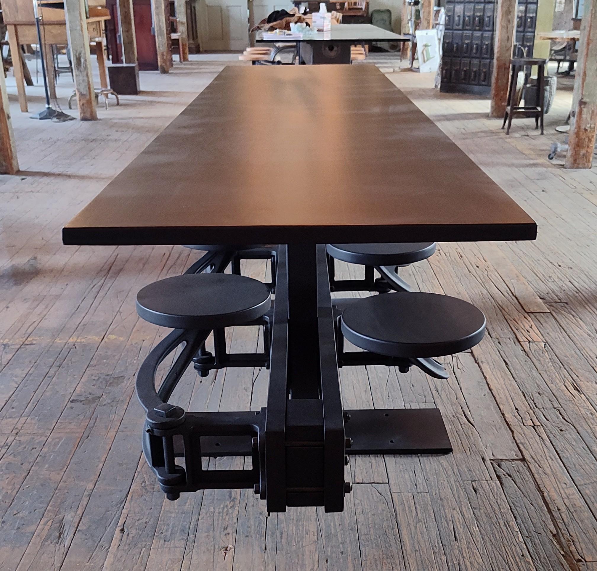 The Original Swing-Out Seat Table – Triple Black with 10 Seats For Sale 1