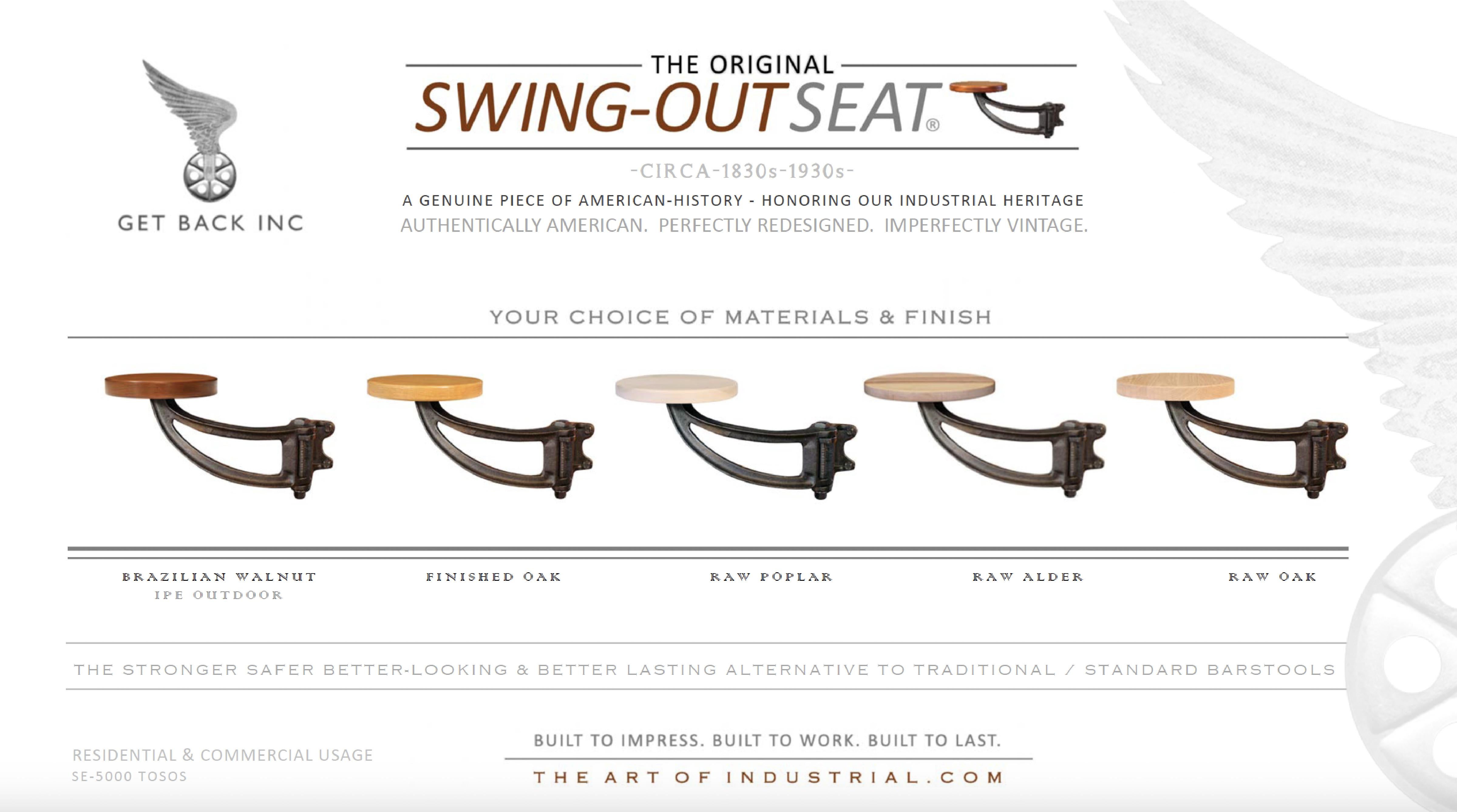 Der Get Back Original Swing-Out Seat wird jetzt mit einem fertigen Eichensitz mit 12