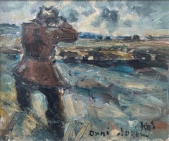 “The Ornithologist” by Kai Husum (1931-2007) - vintage Danish oil painting