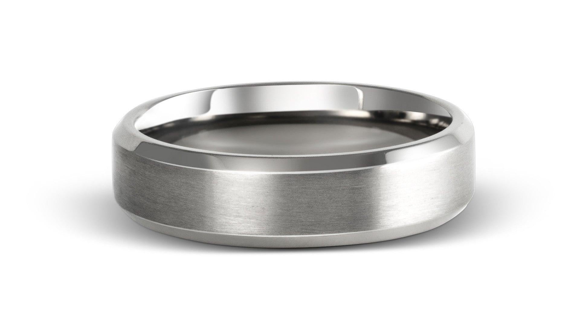 For Sale:  The Orwell : Flat Titanium with Bright Beveled Edge Comfort Fit Wedding Band 3