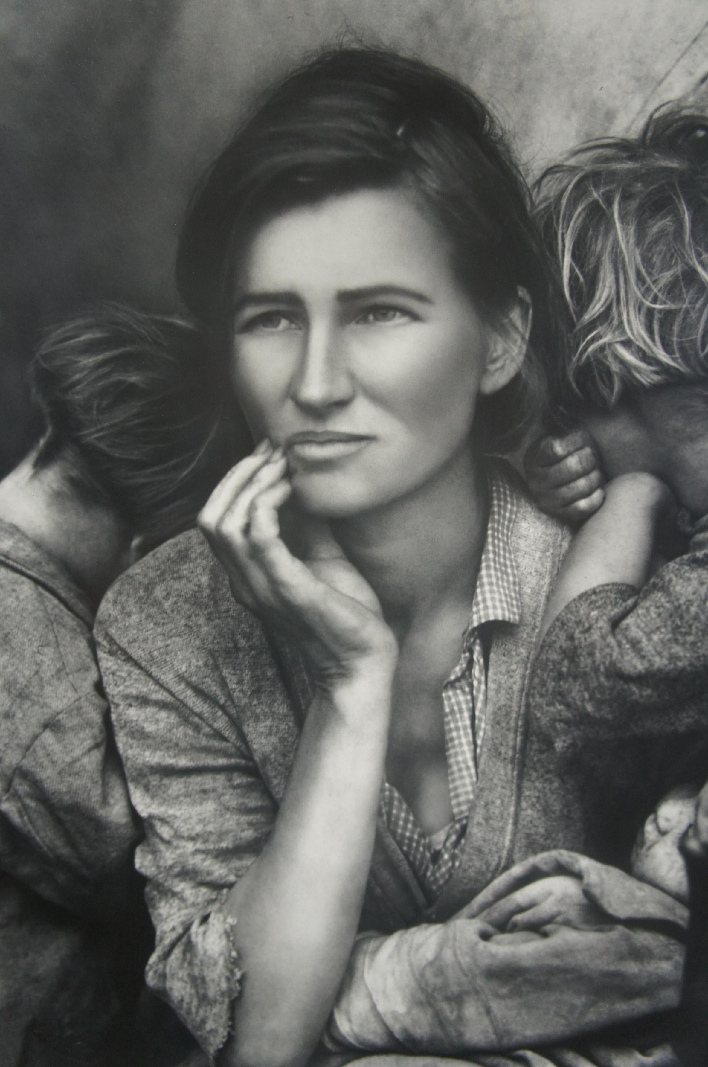 Gelatin silver print photograph, an airbrush of the original Migrant Mother by Dorothea Lange one of the 100 most influential photographs by Time Magazine

Kathy Grove (born 1948) is an American conceptual feminist photographer. As a professional