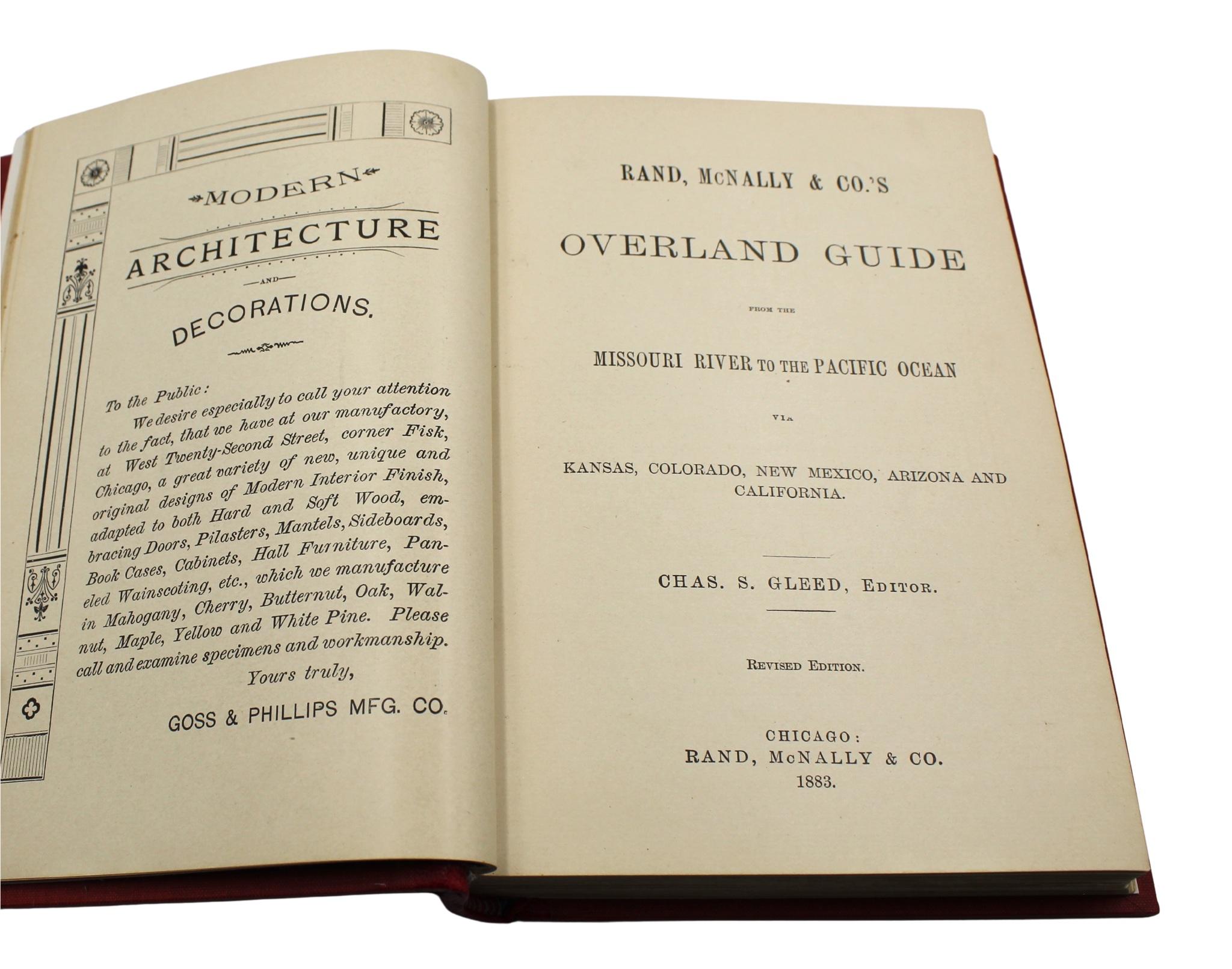 « The Overland Guide From the Missouri River to the Pacific Ocean, Revised, 1883 Bon état - En vente à Colorado Springs, CO