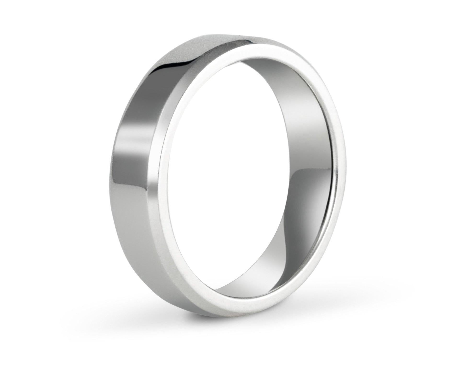 For Sale:  The Owens : Polished Cobalt Beveled Edge Comfort Fit Wedding Band 2