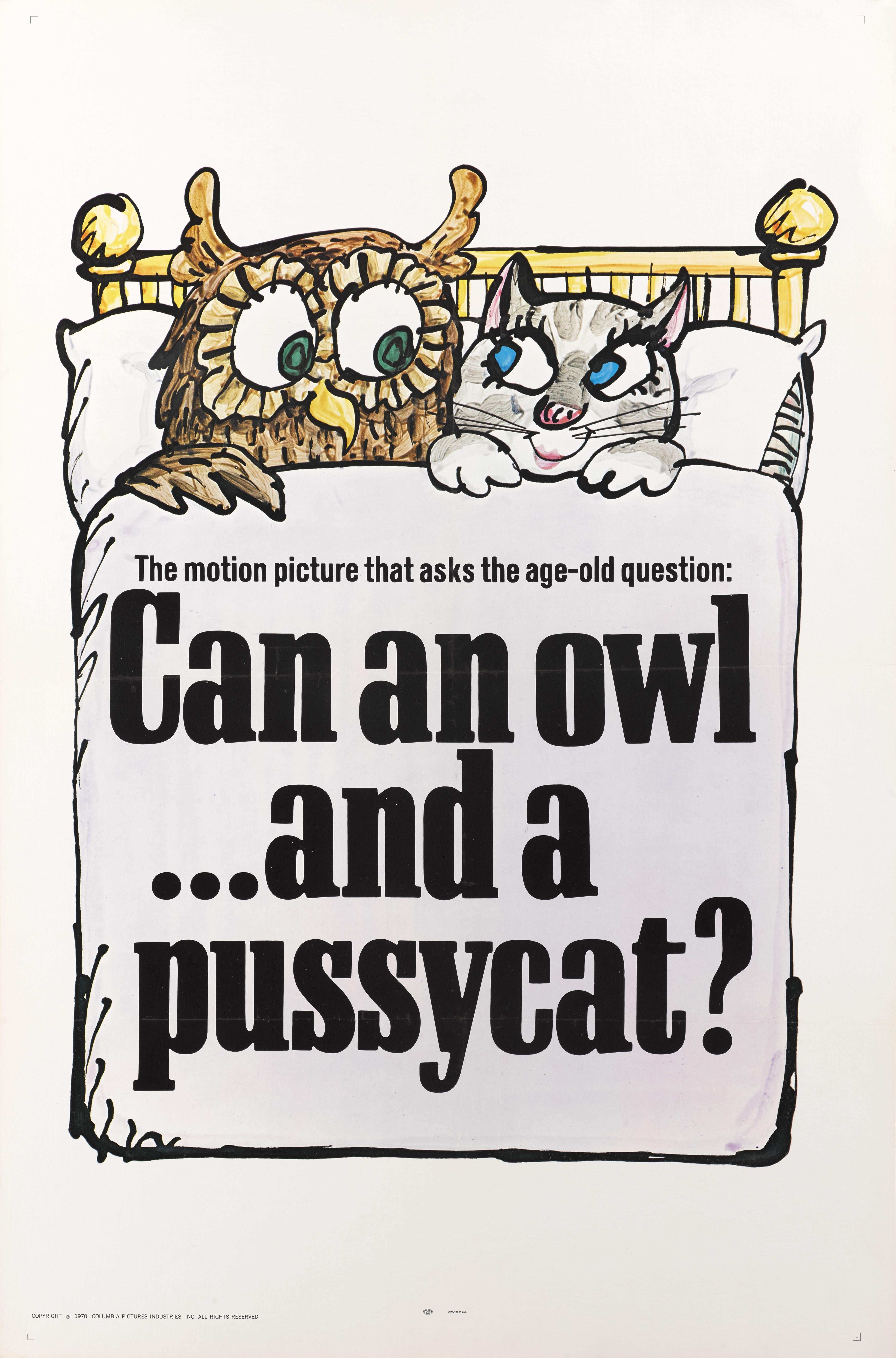Original Us film poster for the 1970 comedy, romance The Owl and the Pussycat starring Barbra Streisand and George Segal.
This film was directed by Herbert Ross.
This poster is conservation linen backed and it would be shipped rolled in a very