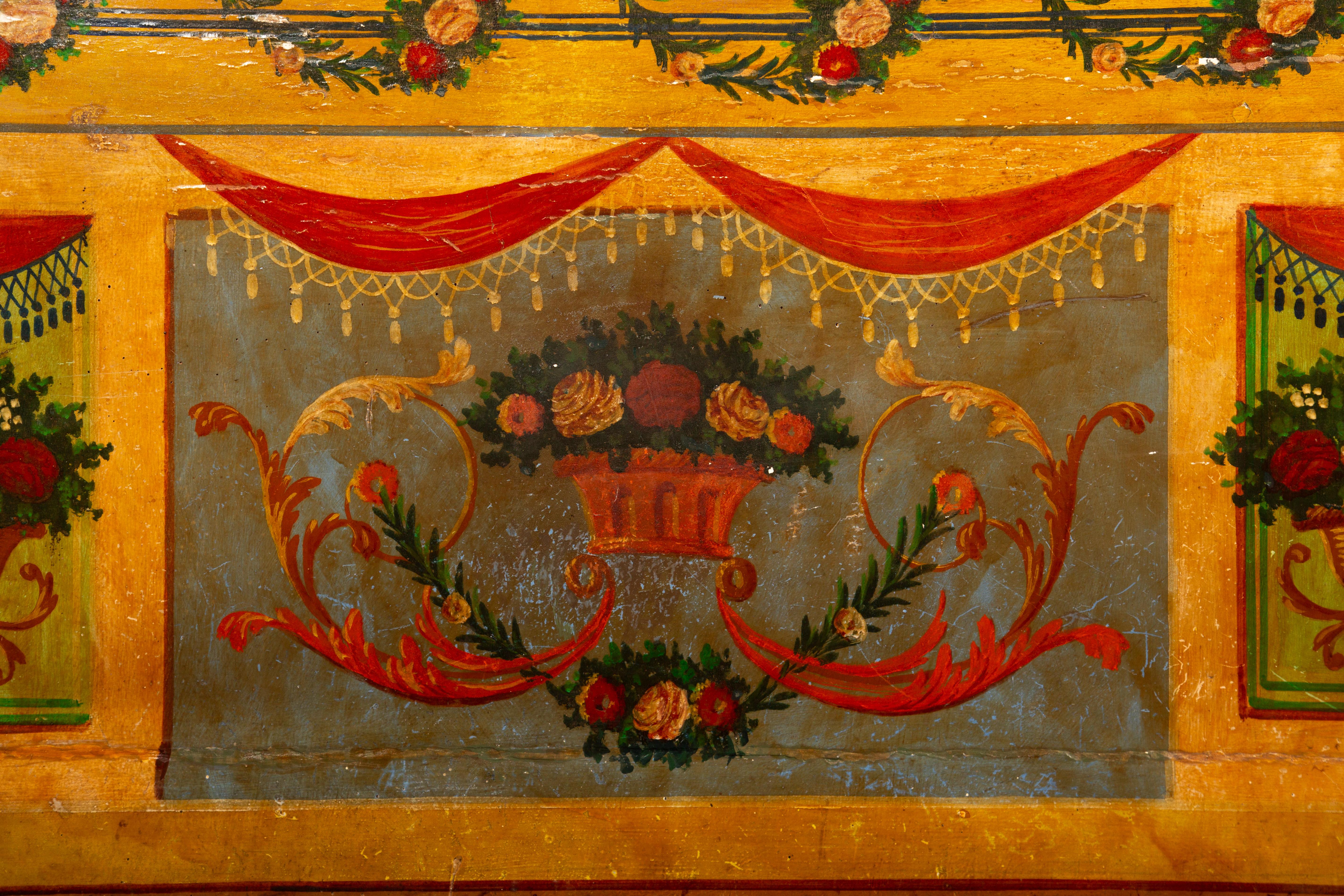 Wood The Painted Garden: 19th-Century Venetian Storybook Bench For Sale