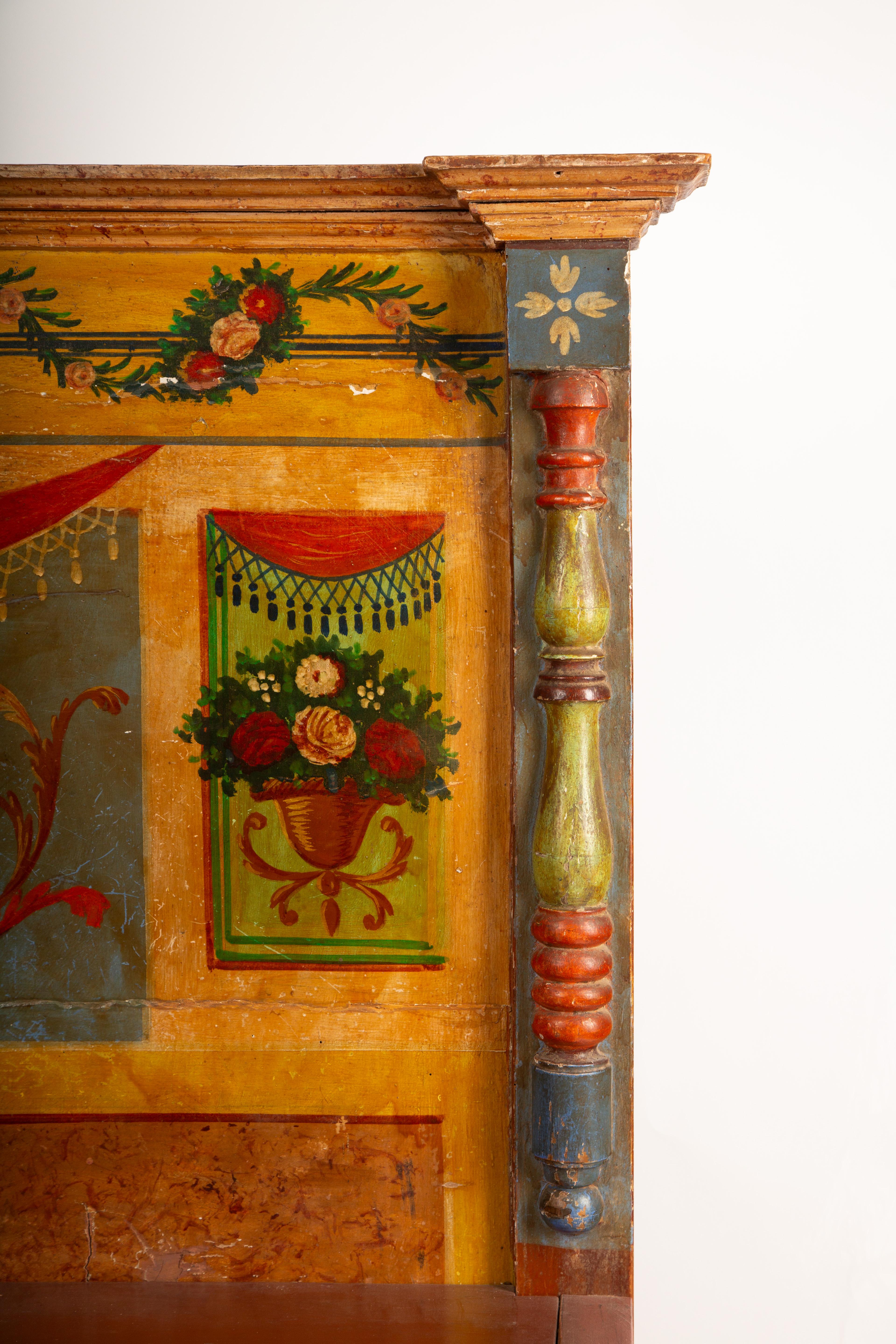 The Painted Garden: 19th-Century Venetian Storybook Bench For Sale 1