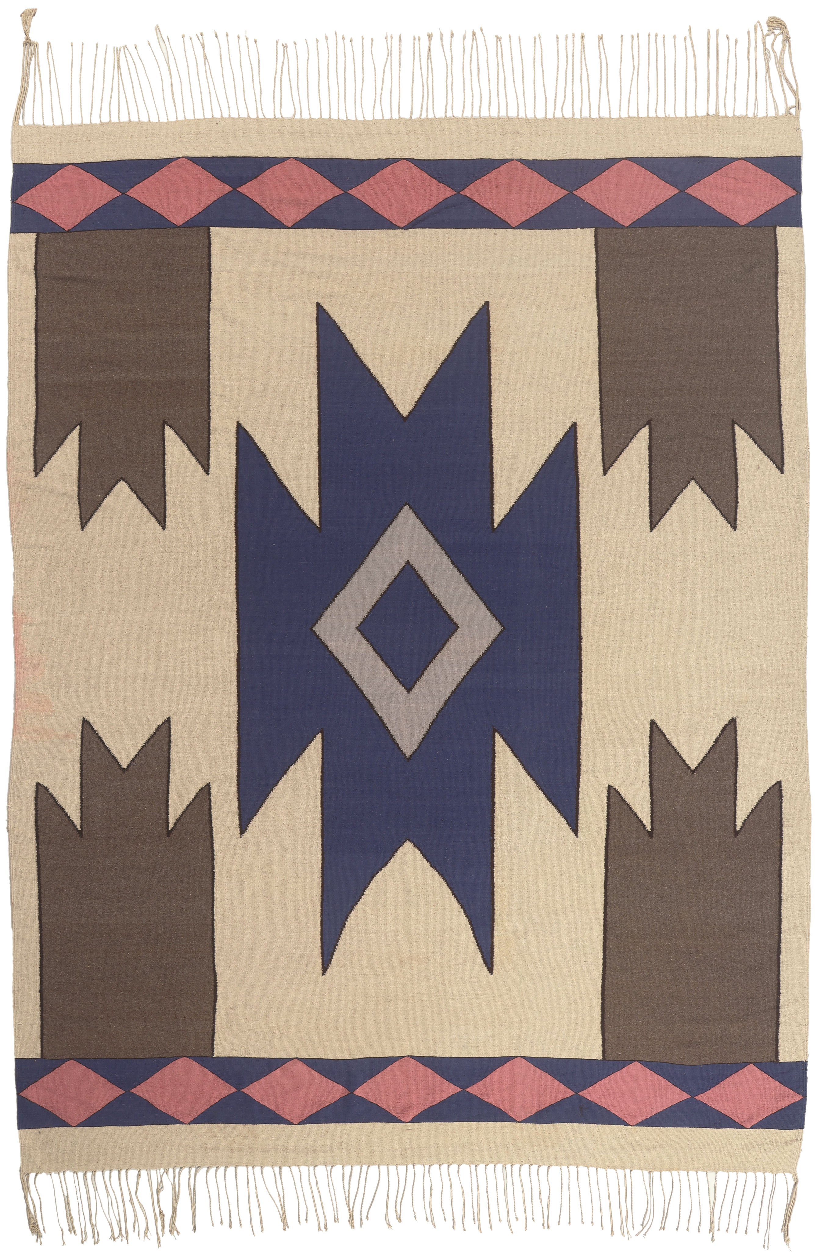 „The Painted Horizon“: Ein Vintage-Dhurrie-Meisterwerk aus Indien, das die Eleganz von Santa Fe verkörpert