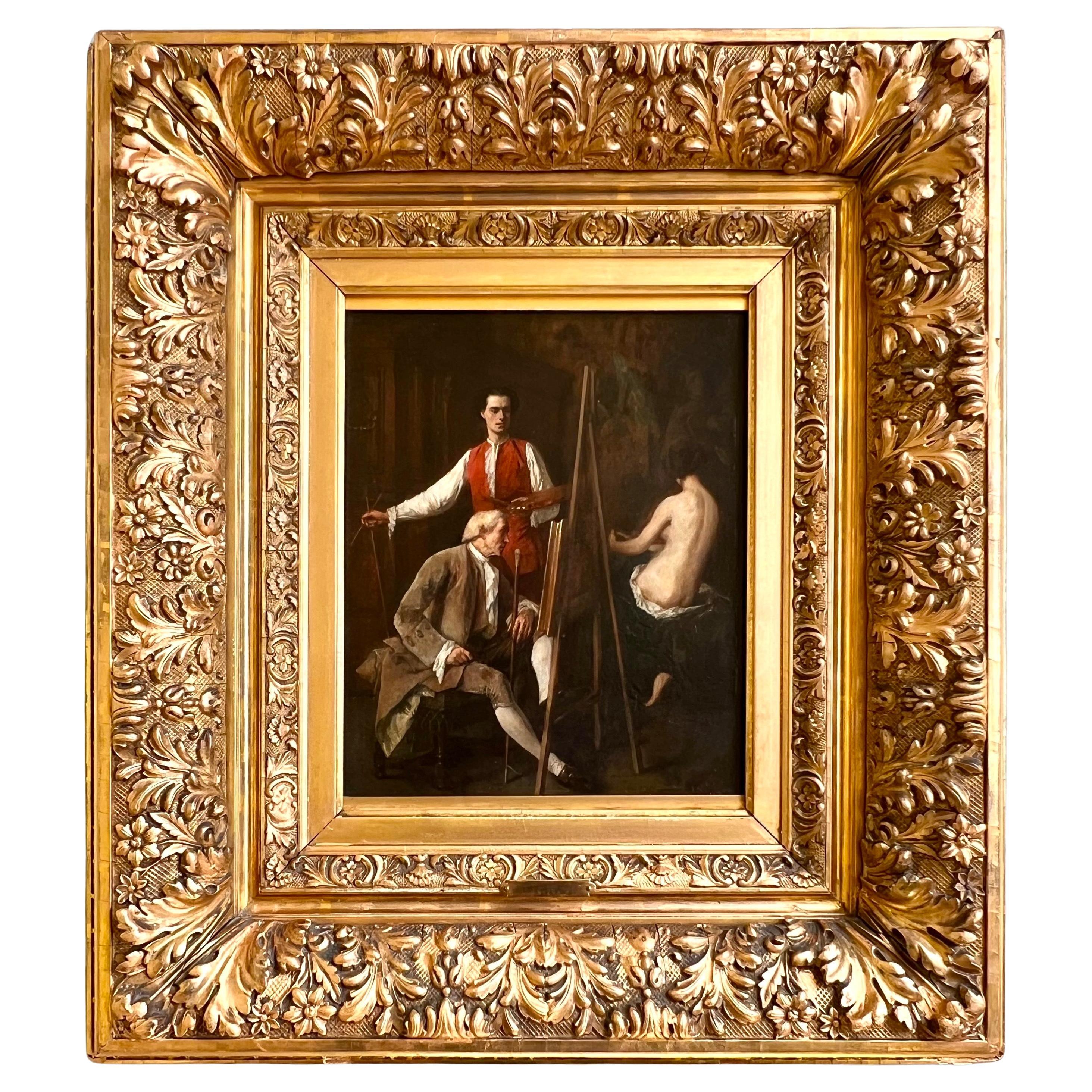 "The Painter and His Muse" Painting by Eugène Benjamin Fichel