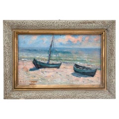The painting "Boats on the shore", Scandinavia, early XX century