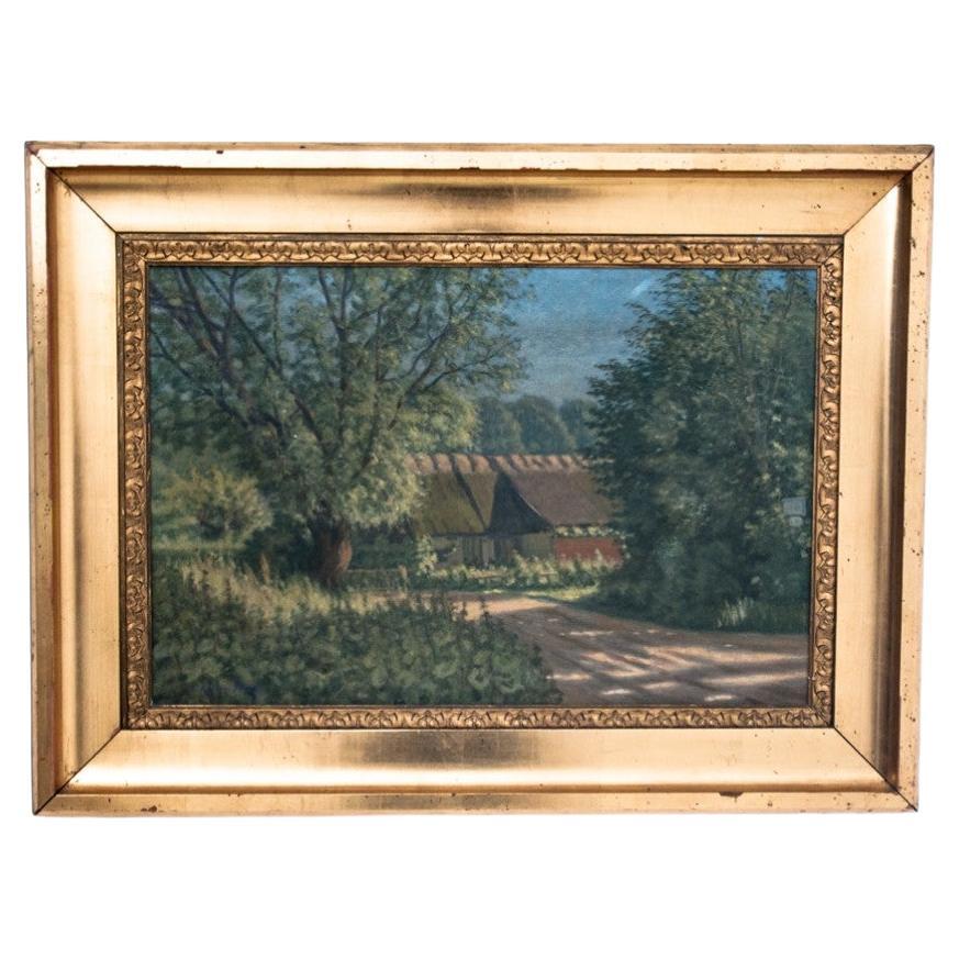 The painting "Country Cottage", L. Kyhn, Denmark, 1909. For Sale