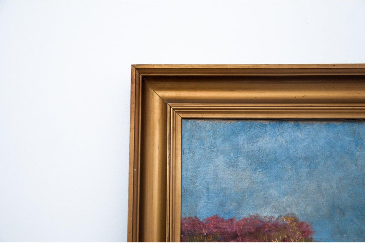 Le tableau est peint avec de la peinture à l'huile sur toile.

Dimensions :

Cadre : hauteur 79 cm / largeur 108 cm

Image : hauteur 66 cm / largeur 95 cm