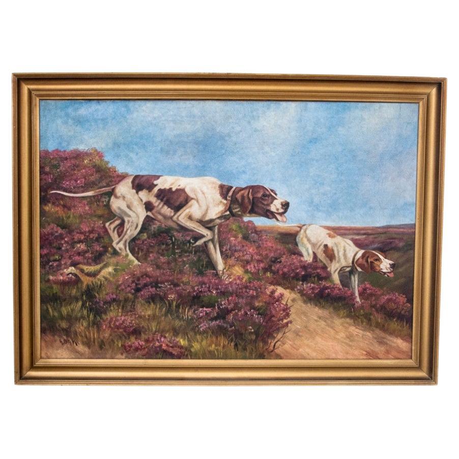 The painting "Dogs on the hunt" (Chiens à la chasse).