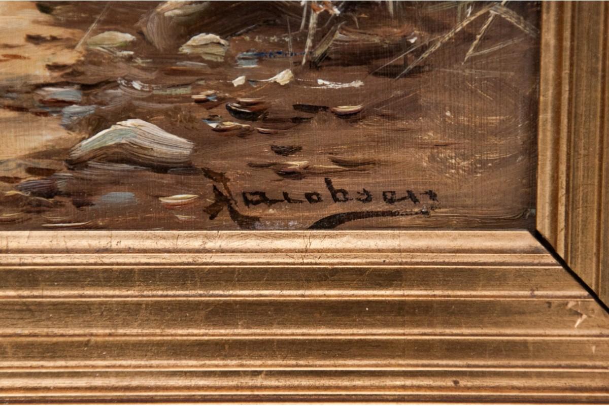 Milieu du XXe siècle Le tableau « Paysage forestier » réf. August Jacobsen, huile sur toile. en vente