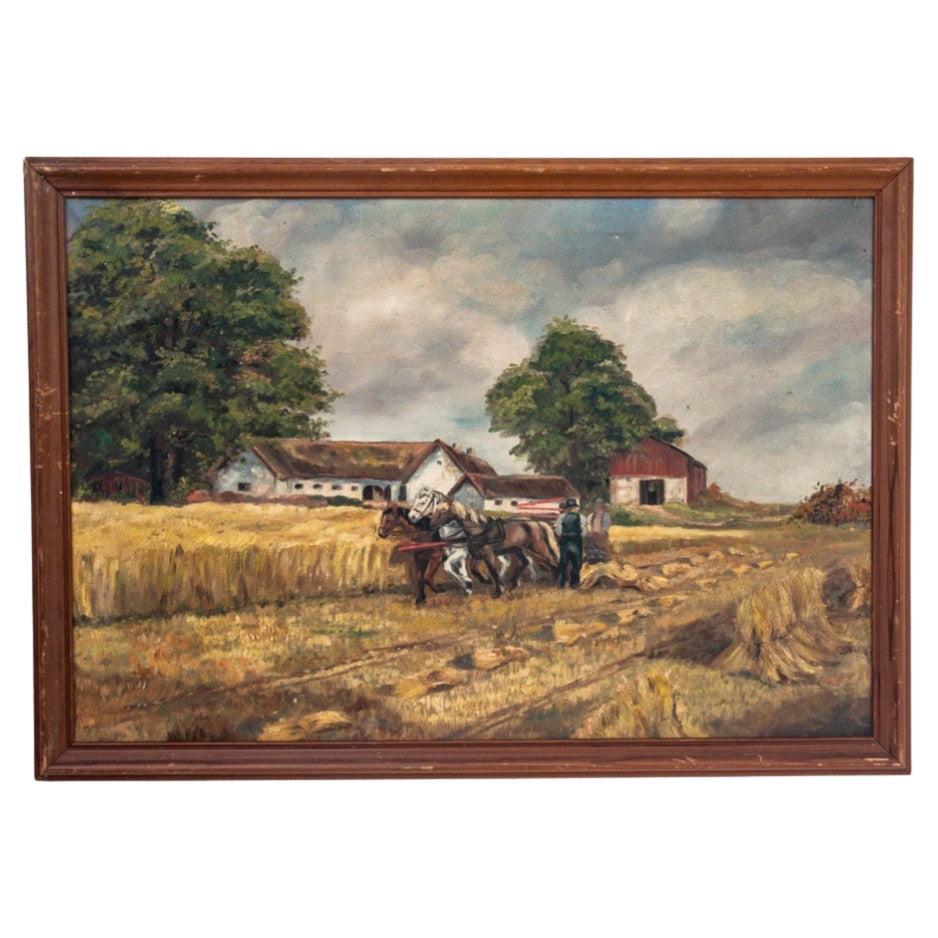 The painting "Harvest". Denmark, early XX century For Sale