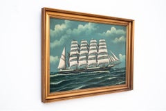The painting "Sailing ship". F. Nyborg, Denmark, early XX century