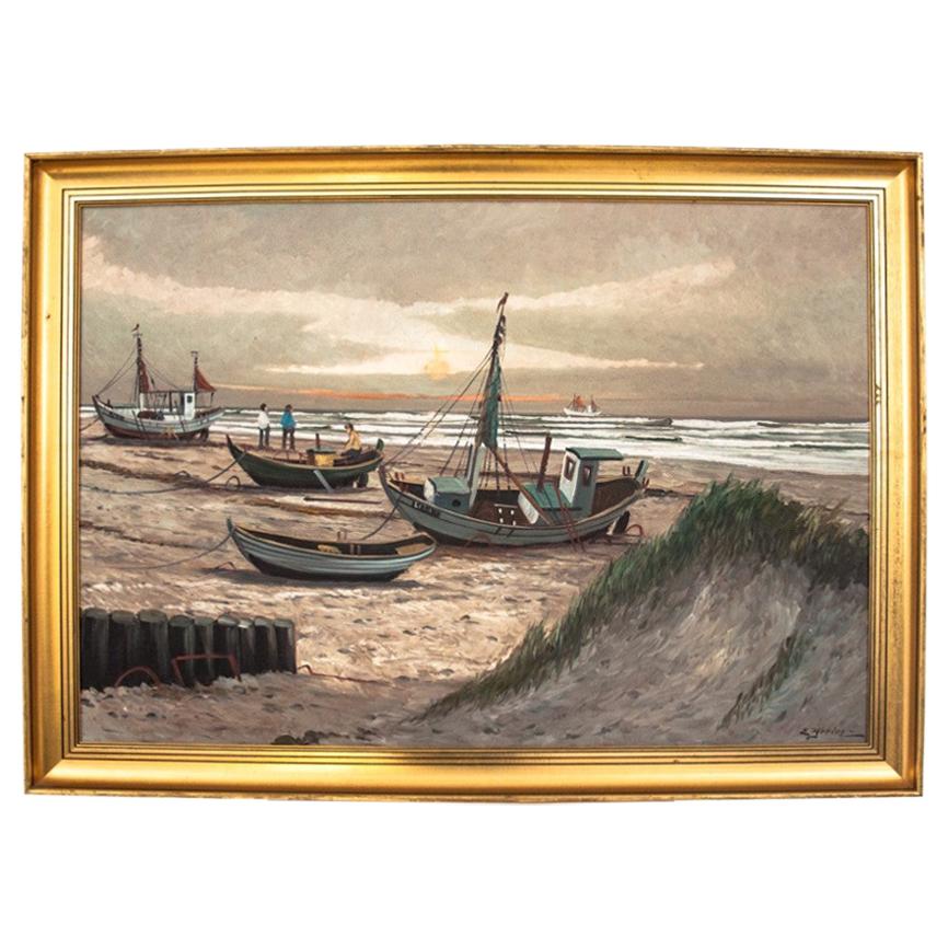 Painting "Ships on the beach"