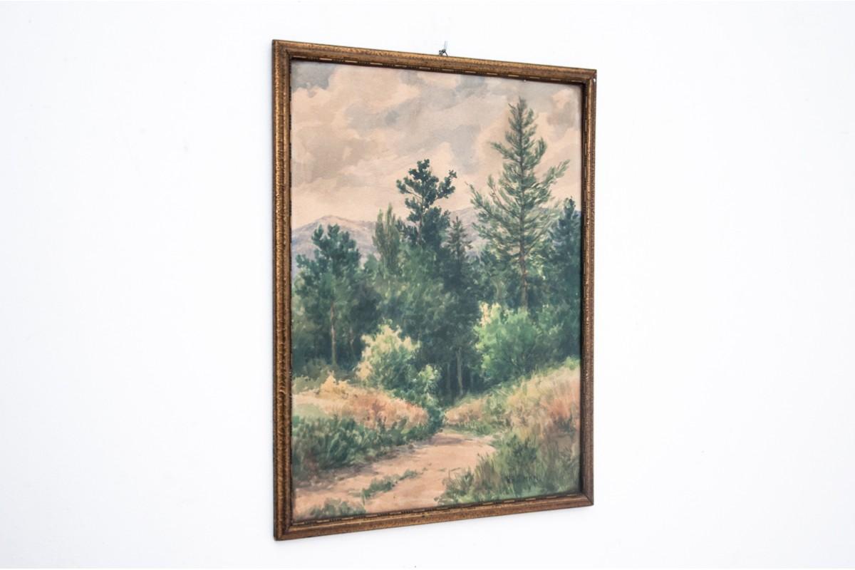 Das Gemälde „Die Straße zum Wald“. im Zustand „Gut“ im Angebot in Chorzów, PL