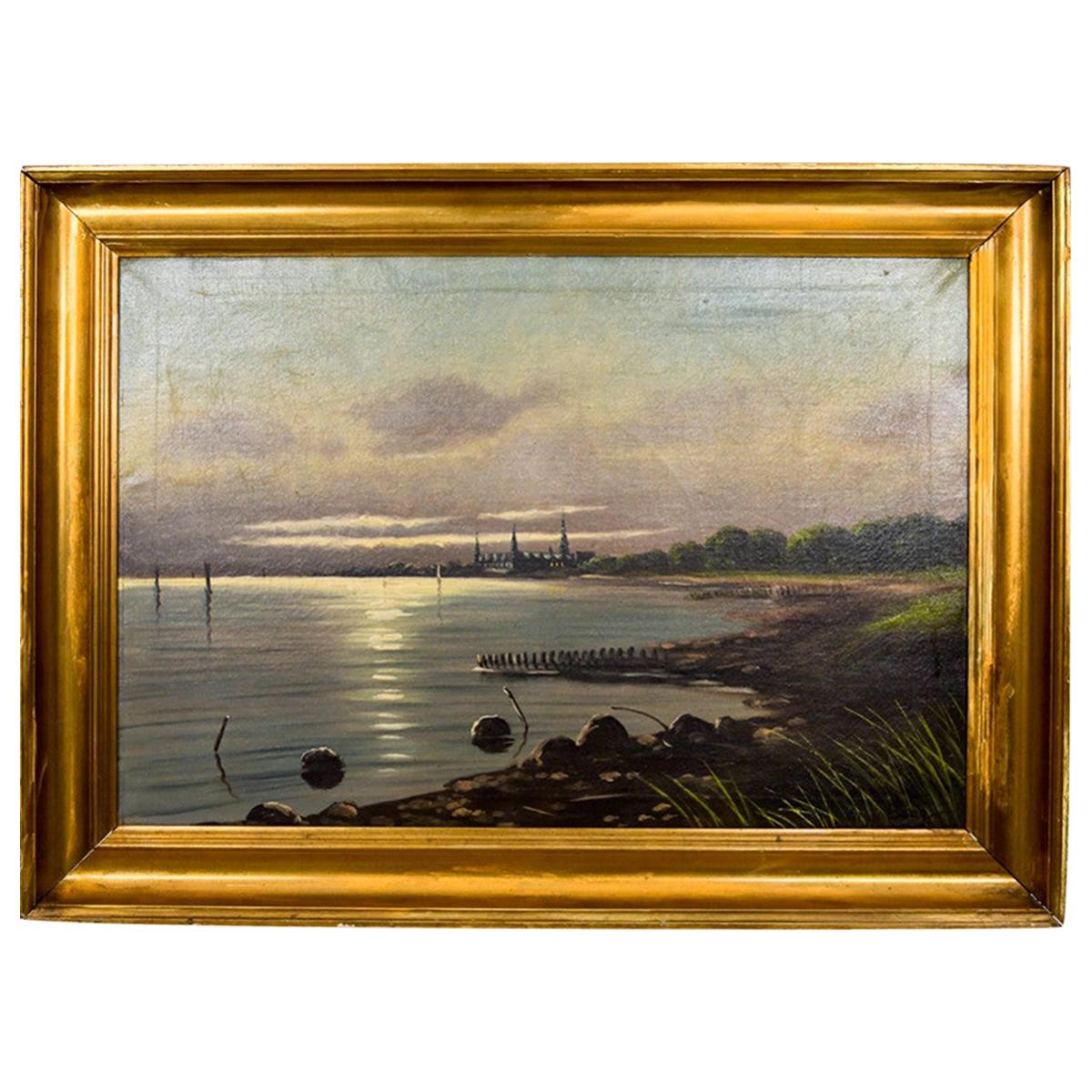 Painting "View on the coast", Scandinavia, Mid-20th Century