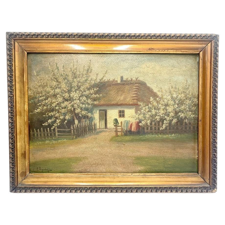 The painting "Village Cottage", Andrzej Żywicki (1928-1970) For Sale