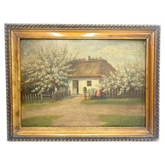 The painting "Village Cottage", Andrzej Żywicki (1928-1970)