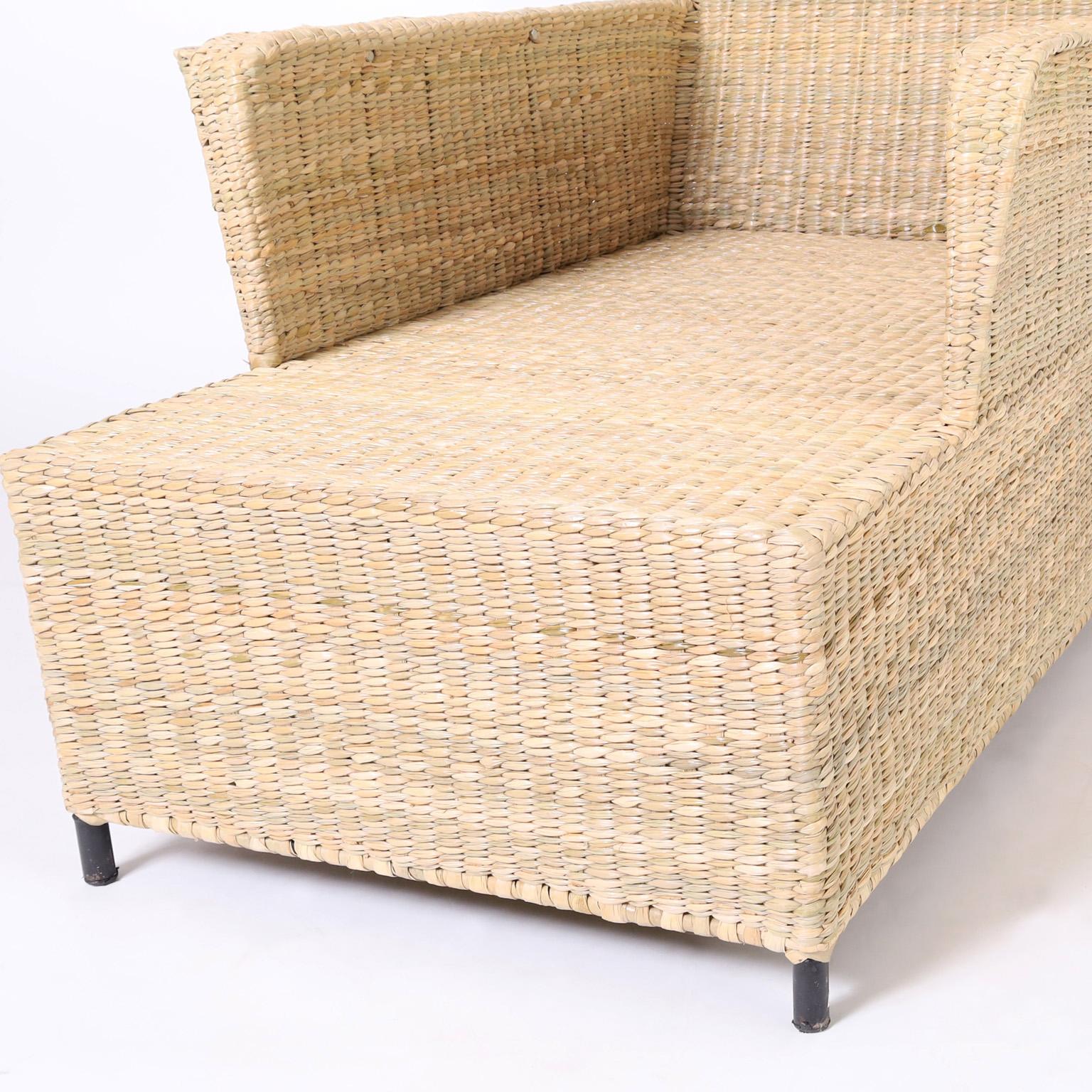 The Palm Beach Chaise Lounge with Magazine Racks from the FS Flores Collection For Sale 3
