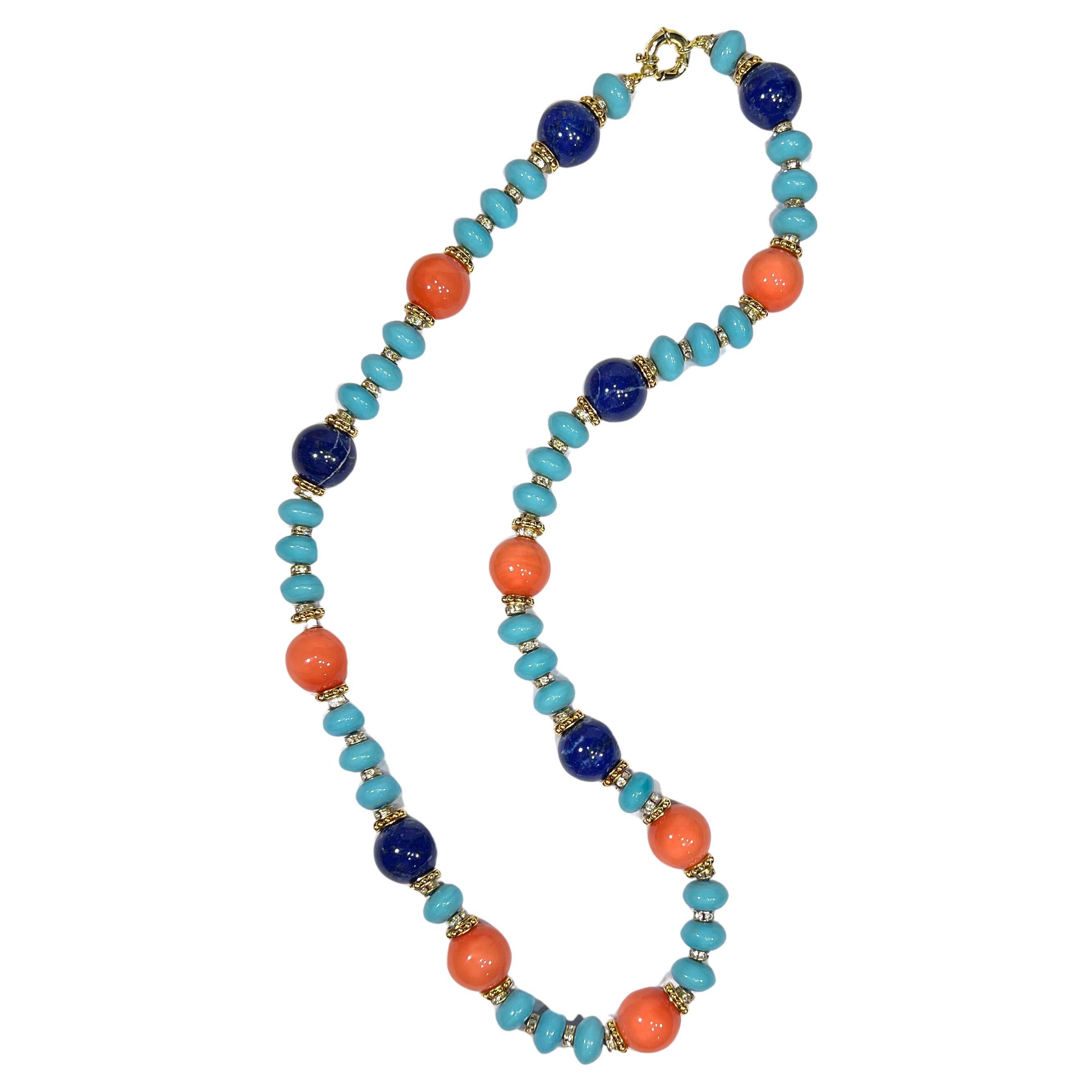 The Palm Beach Costume  Jewelry Turquoise Bead Look Necklace by Clive Kandel