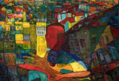 "The Panorama' Triptych on Canvas by Bernard Chaet Listed Artist