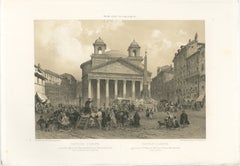 The Pantheon and Piazza della Rotonda, Rome – Benoist 1869 Lithograph