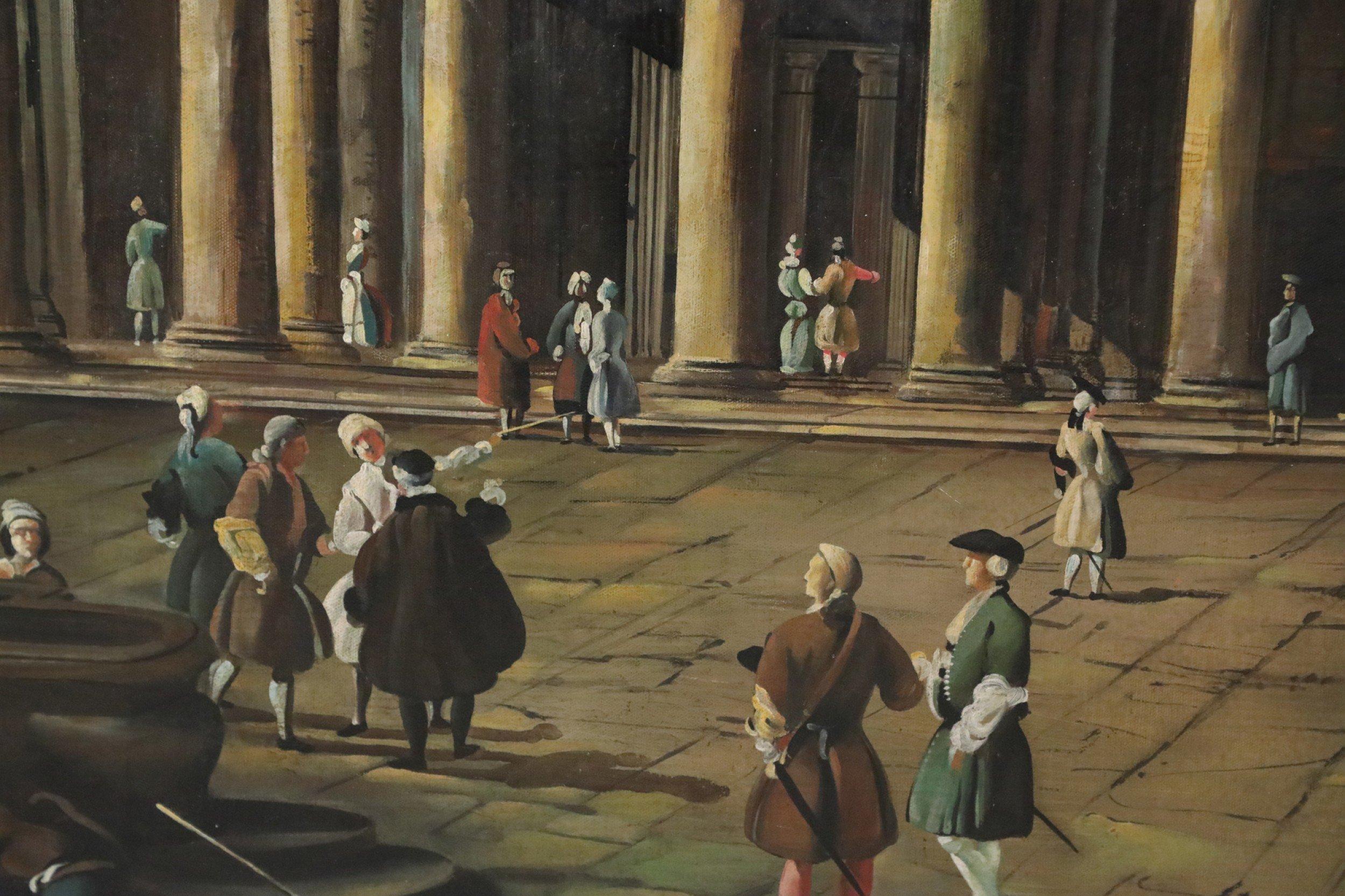 Neoclassico Il Pantheon nella Roma del XVIII secolo Pittura a olio su tela in vendita