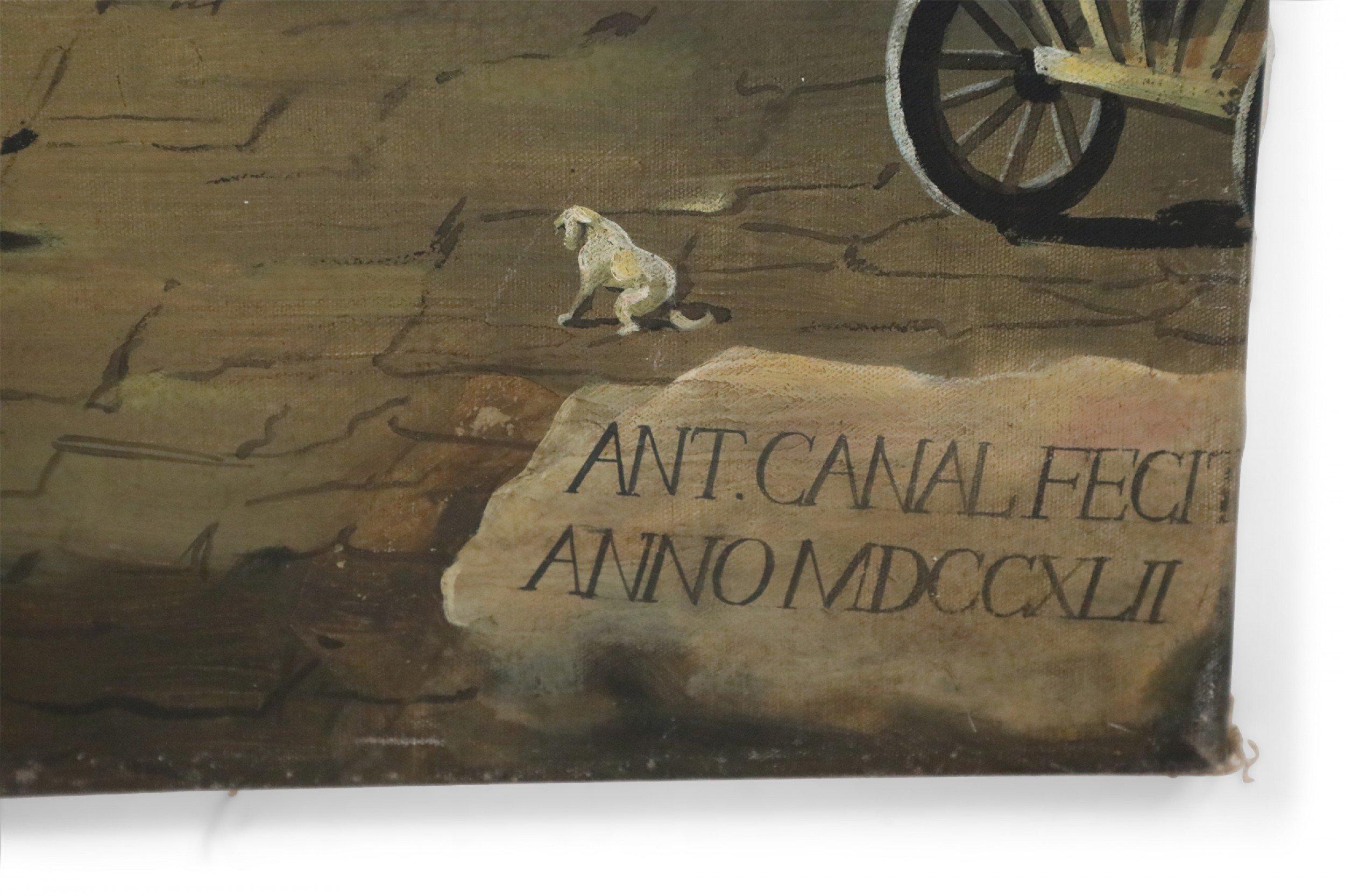 XX secolo Il Pantheon nella Roma del XVIII secolo Pittura a olio su tela in vendita