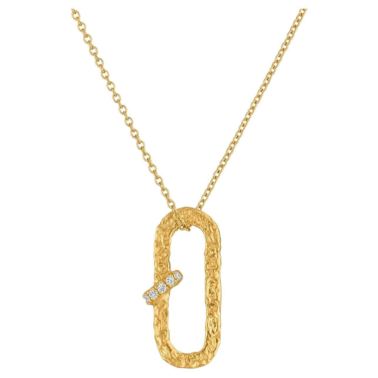 The Paperclip Diamond Necklace in 22k Gold For Sale