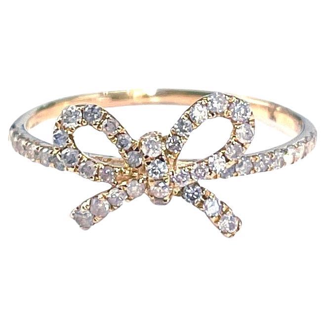 "The Papillan" Diamond Bow Ring Yellow Gold For Sale