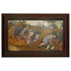 The Blind Leading the Blind Painting, Antique, 1568, 28x43.5 Inches