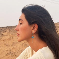 Paraiba Eagle Ray Drop Earrings, Silver