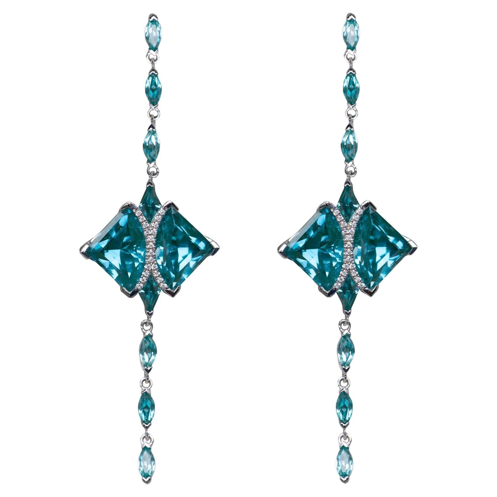 The Paraiba Eagle Ray Earrings, Limited Edition, Silver For Sale