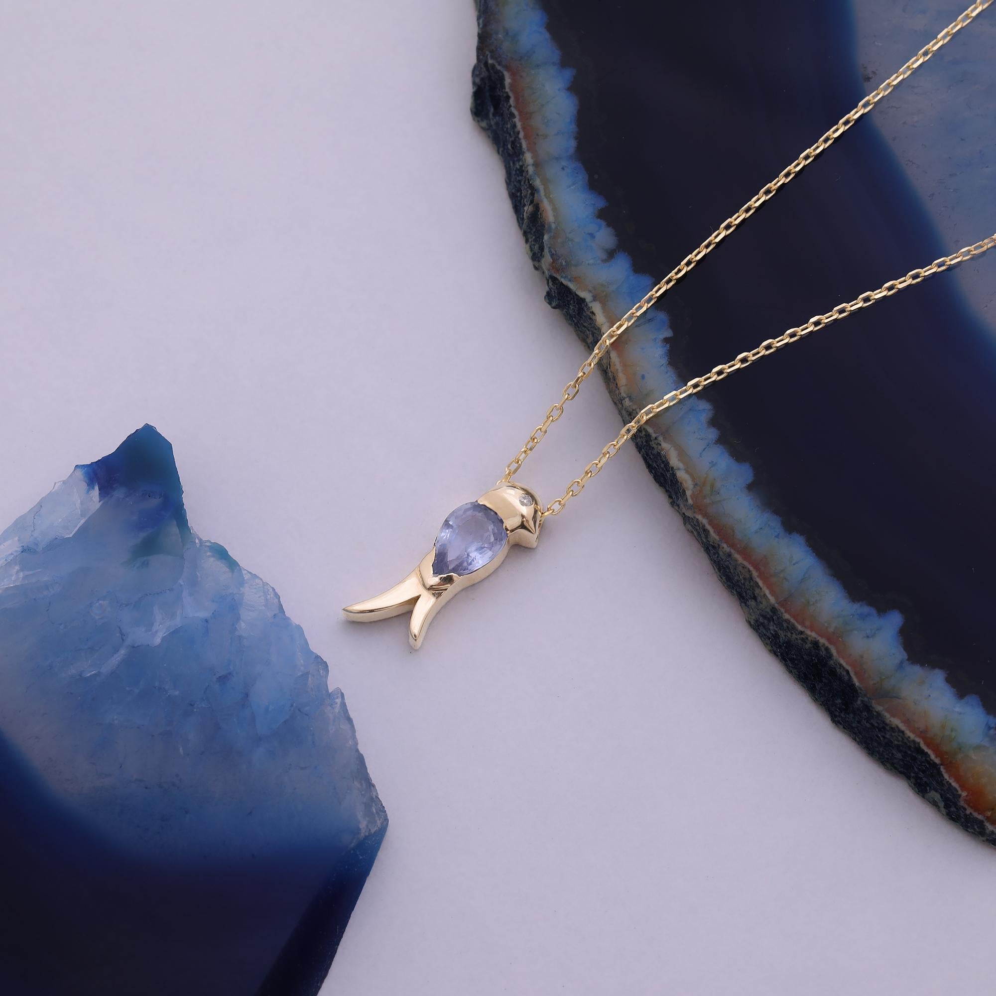 Taille poire Collier saphir et diamant The Parrot en vente