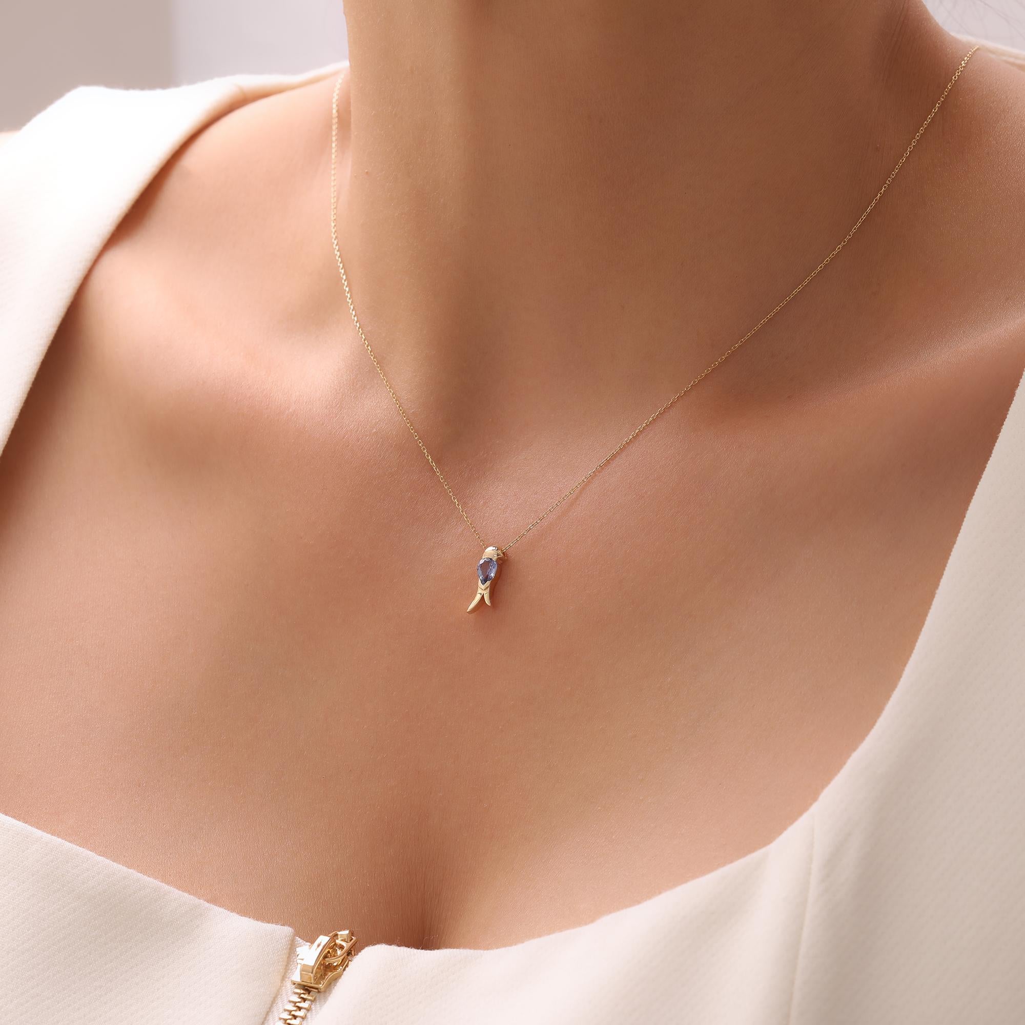 Collier saphir et diamant The Parrot Neuf - En vente à Fatih, 34