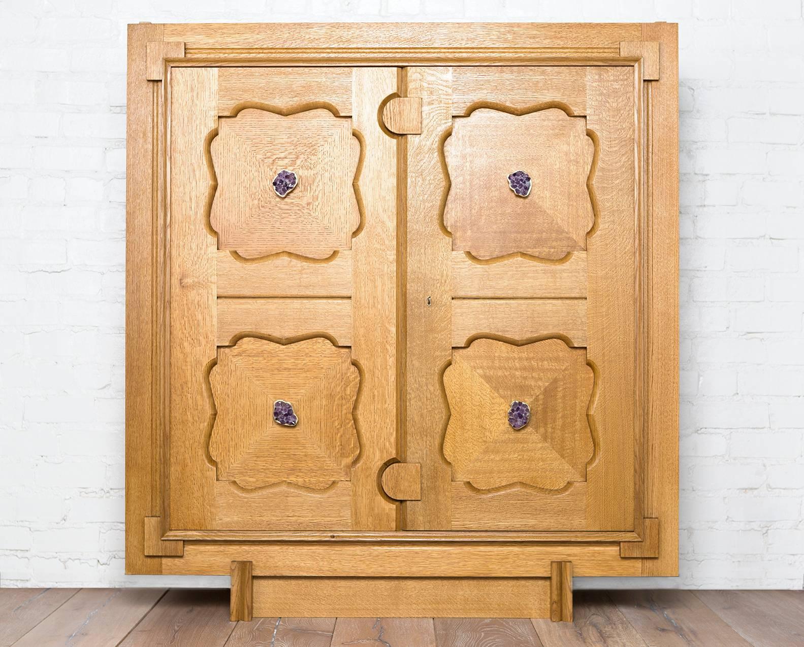 Parterre Cabinet in White Oak with Amethyst Pulls by /bǝ’spōk/ by WA For Sale 1