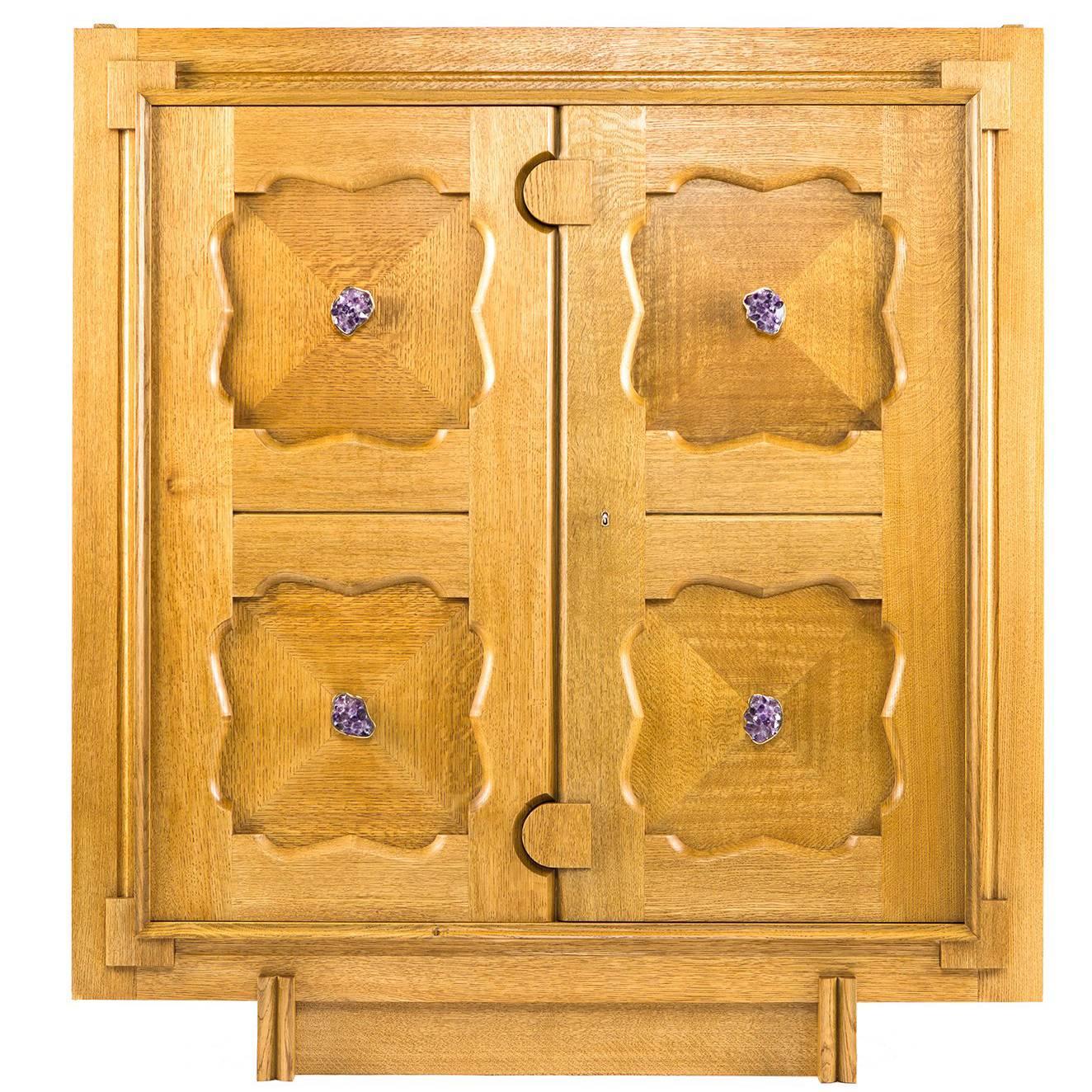 Parterre Cabinet in White Oak with Amethyst Pulls by /bǝ’spōk/ by WA For Sale