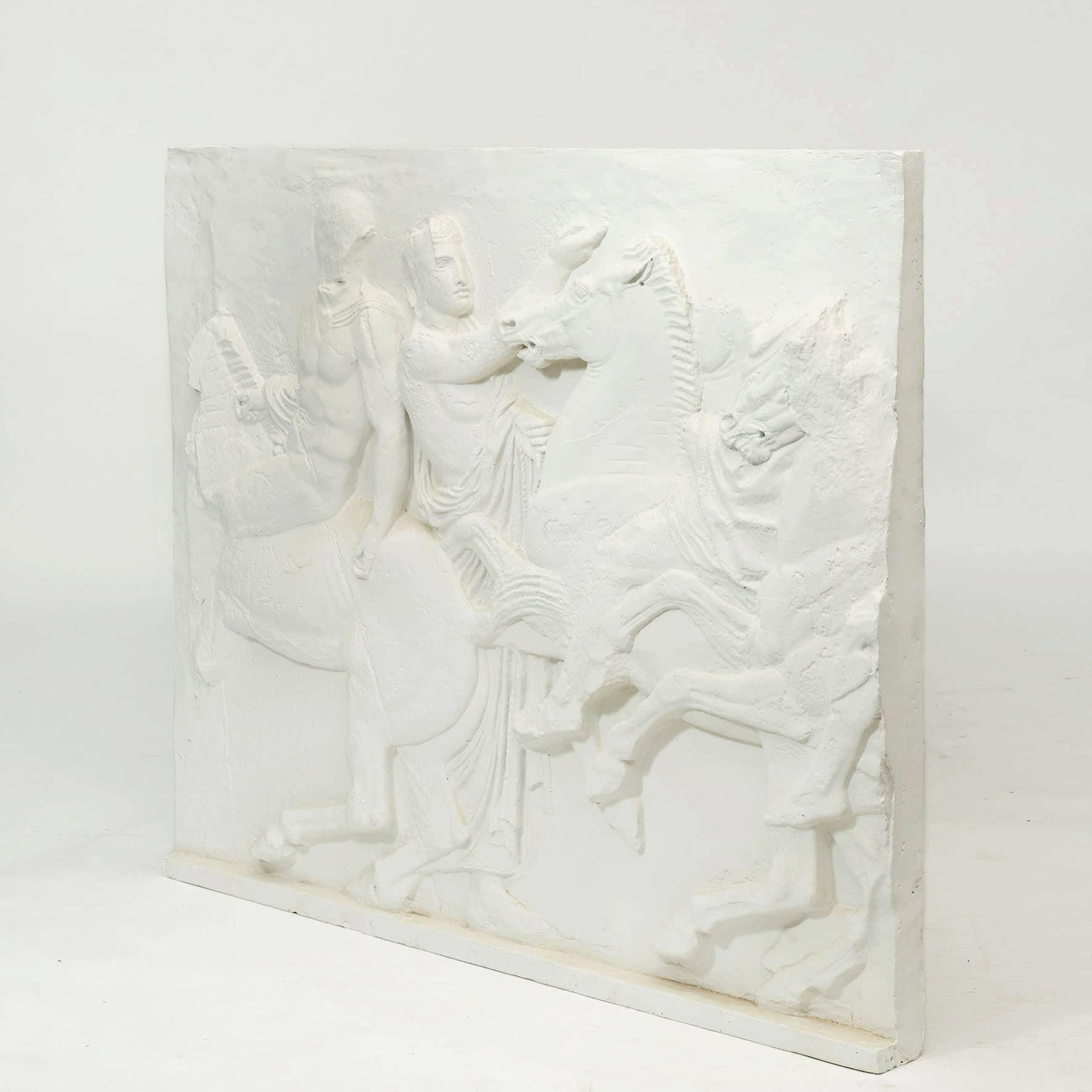 Plaster casting, part of the Parthenon frieze, approx. 1960
The Parthenon Temple, Acropolis, was built approx. 440 BC
The frieze was originally 160 meters long but large parts were damaged in the 17th century. A large part of the frieze was removed