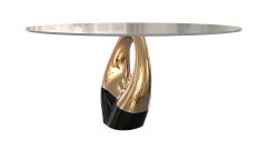 "The Passione" Round Dining or Entryway Table with Bronze and Stainless Steel